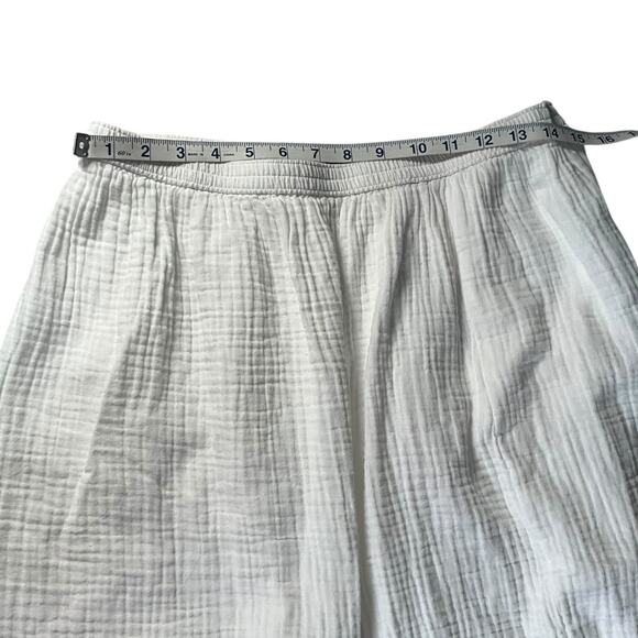 J.Crew Re-Imagined White Cotton Maxi Skirt M Side Slit Elastic Waist Lined Beach - Picture 5 of 11